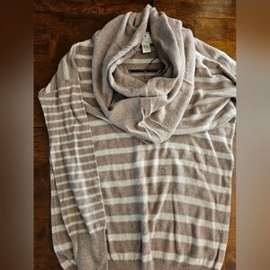Ruby Moon Taupe Striped Cowl Neck Sweater